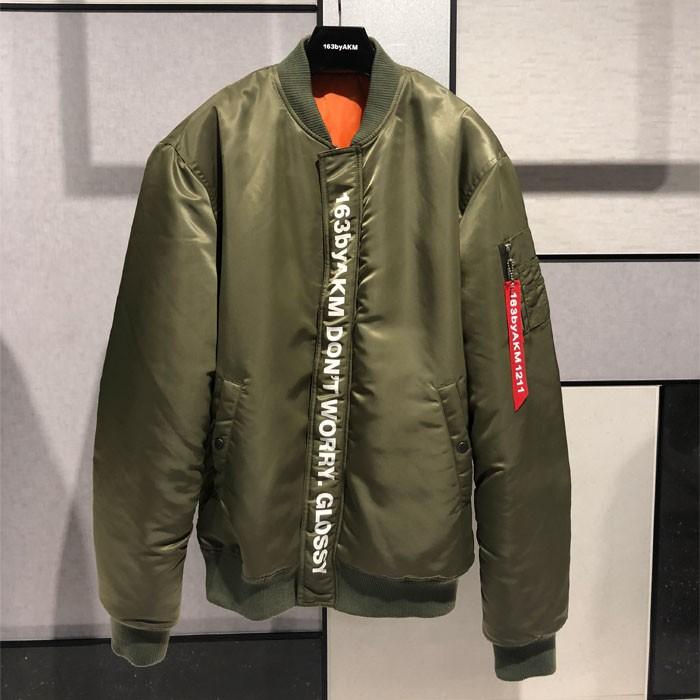 163byAKM(イチロクサンバイエイケイエム) ロゴプリントMA-1