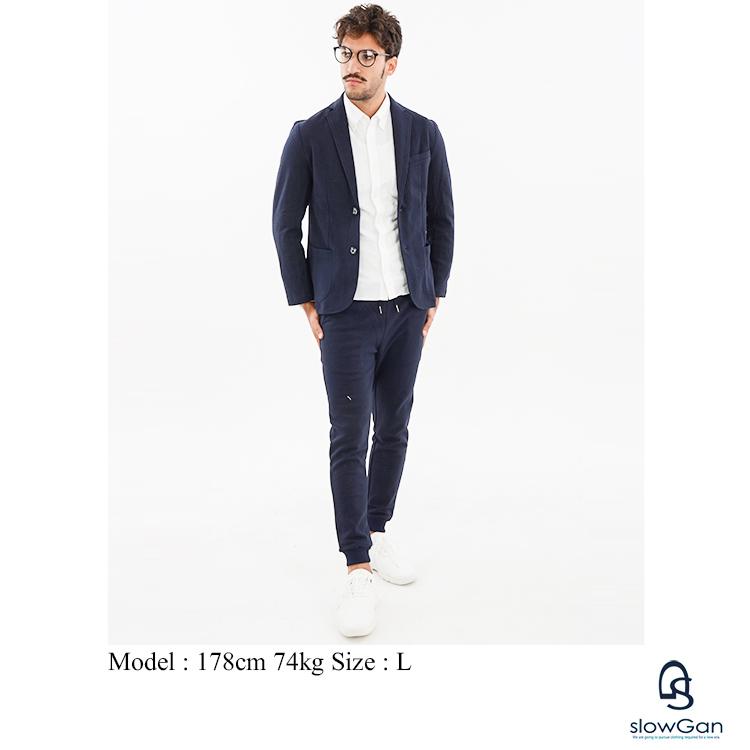 SLOWGAN スローガン テーラードジャケット＆パンツセット セットアップ メンズ 上下セット カジュアル ネイビー グレー |  | 05