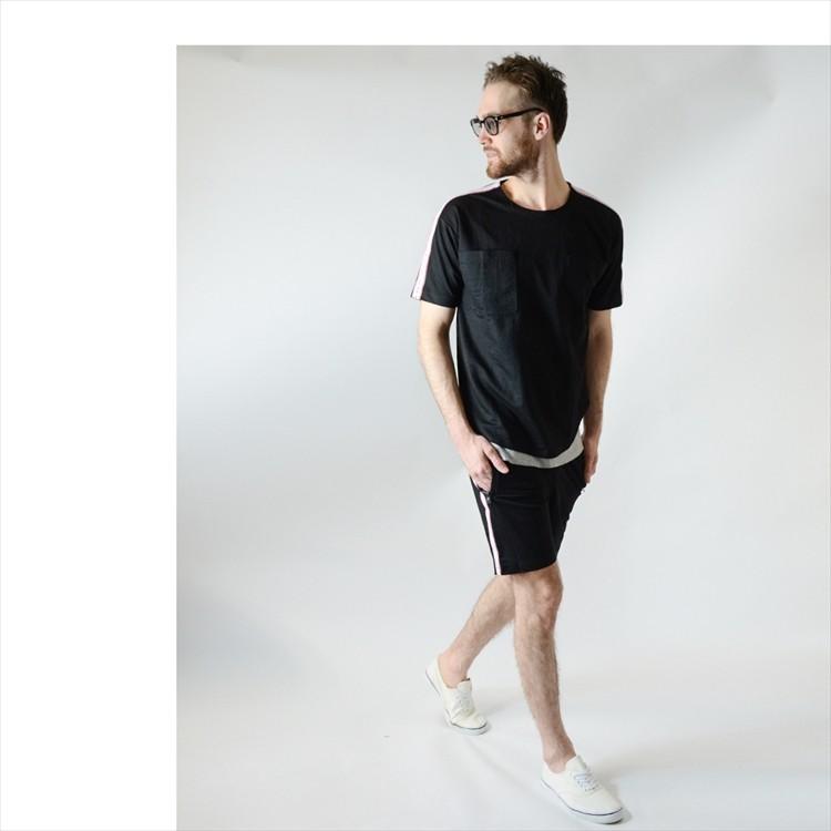 セットアップ メンズ 夏 Tシャツ 半袖 ハーフパンツ ジャージ 上下 接触冷感 サイドライン ラインデザイン |  | 04