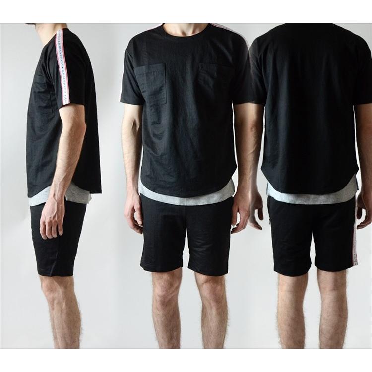 セットアップ メンズ 夏 Tシャツ 半袖 ハーフパンツ ジャージ 上下 接触冷感 サイドライン ラインデザイン |  | 07