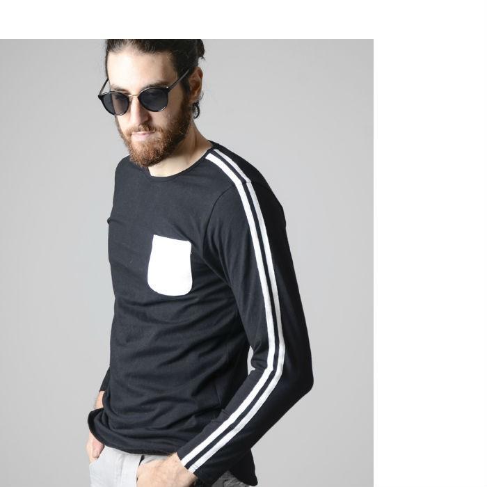 SLOGWGAN スローガン ラインテープ Tシャツ ロング丈 長袖 メンズ ホワイト カーキ ブラック 大きいサイズ |  | 04