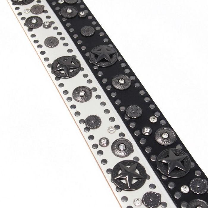 ディアブロ ランダムスタッズレザーベルト メンズ カジュアル ヴィジュアル 牛革 スター 星 ブラック ホワイト |  | 05