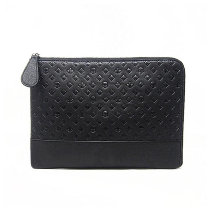 Diavlo ロゴ型押しクラッチバッグ シンプル ブラック バッグ メンズ レディース | 