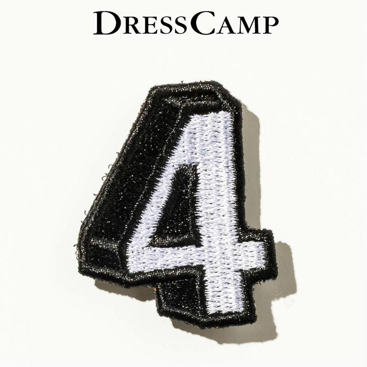 DRESS CAMP ドレスキャンプ カスタム用ワッペンピース ナンバー4 マジックテープ オリジナル 貼り付け 数字 ナンバー おしゃれ 刺繍 カスタム アップリケ｜upper-gate