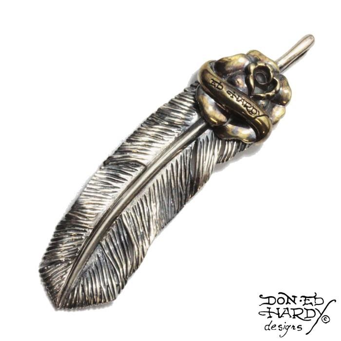 EdHardy エドハーディー フェザーネックレス ペンダントトップ EDFE-005 ユニセックス メンズ レディース プレゼント シルバー | 