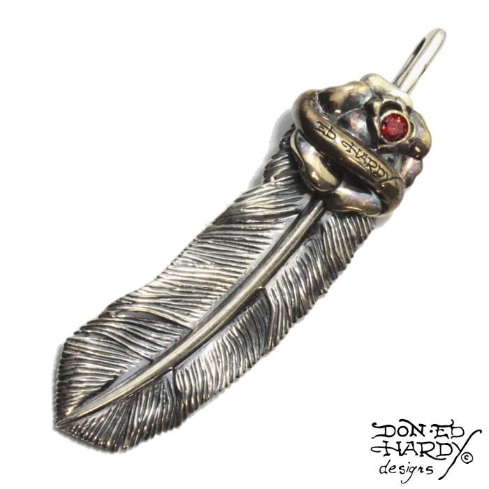EdHardy【エドハーディー】フェザーネックレス ペンダントトップ EDFE-006 ユニセックス メンズ レディース プレゼント シルバー | 
