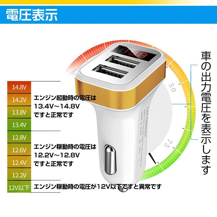 車用2ポートUSB iPhone 充電器 タブレット スマホ 車載用 カー用品 12V車 24V車 2ポート 電圧 カーチャージャー 増設 2.1A 12v 24v |  | 03