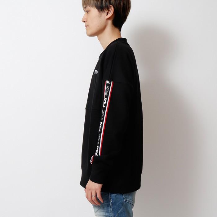 FILA フィラ ロゴテープトレーナー スウェット クルーネック メンズ 長袖 スポーティー ストリート カジュアル ドロップショルダー | FILA | 01