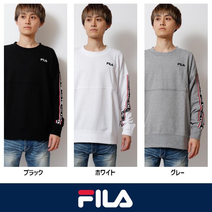 FILA フィラ ロゴテープトレーナー スウェット クルーネック メンズ 長袖 スポーティー ストリート カジュアル ドロップショルダー | FILA | 10