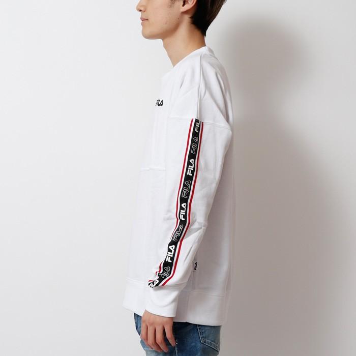 FILA フィラ ロゴテープトレーナー スウェット クルーネック メンズ 長袖 スポーティー ストリート カジュアル ドロップショルダー | FILA | 05