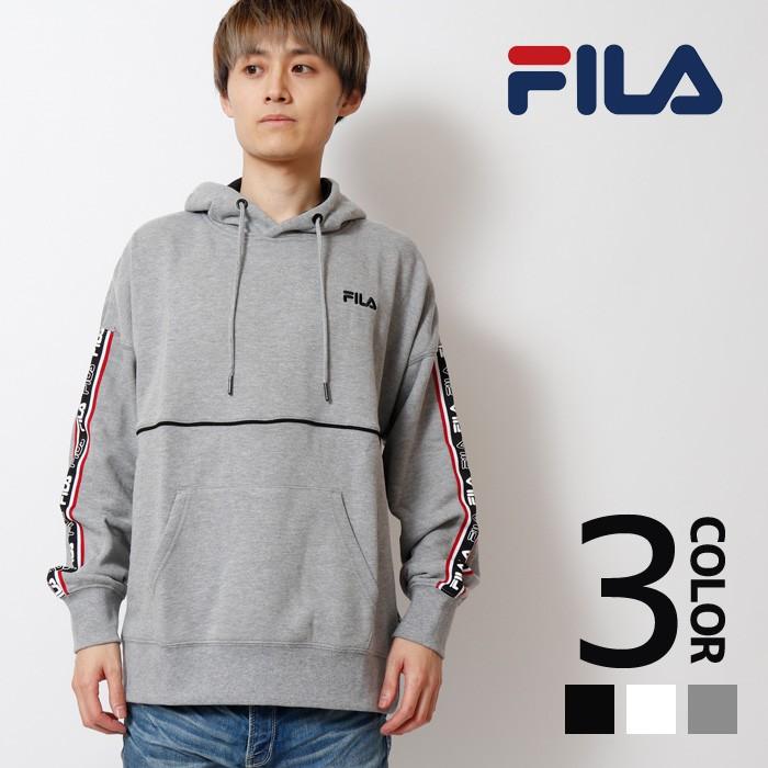 FILA フィラ ロゴテーププルパーカー スウェット スエット メンズ プルオーバーパーカー 長袖 カジュアル ストリート | FILA