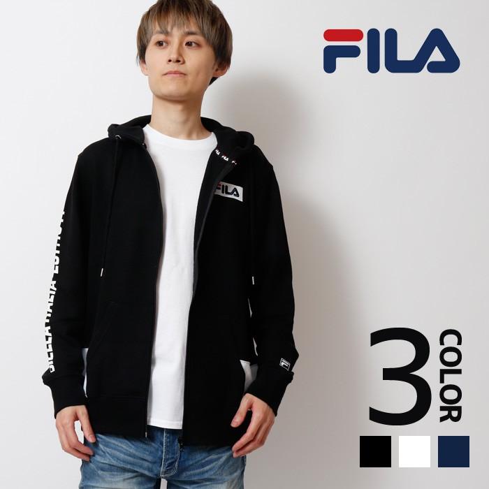 FILA フィラ 袖プリントフルジップパーカー メンズ スウェット スエット 長袖 カジュアル スポーティー | FILA