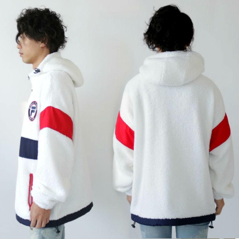FILA フィラ ボアフードアノラックパーカー フーディー ハーフジップ メンズ レディース ユニセックス ゆったり ルーズ オーバー ロゴ もこもこ 秋冬 | FILA | 01