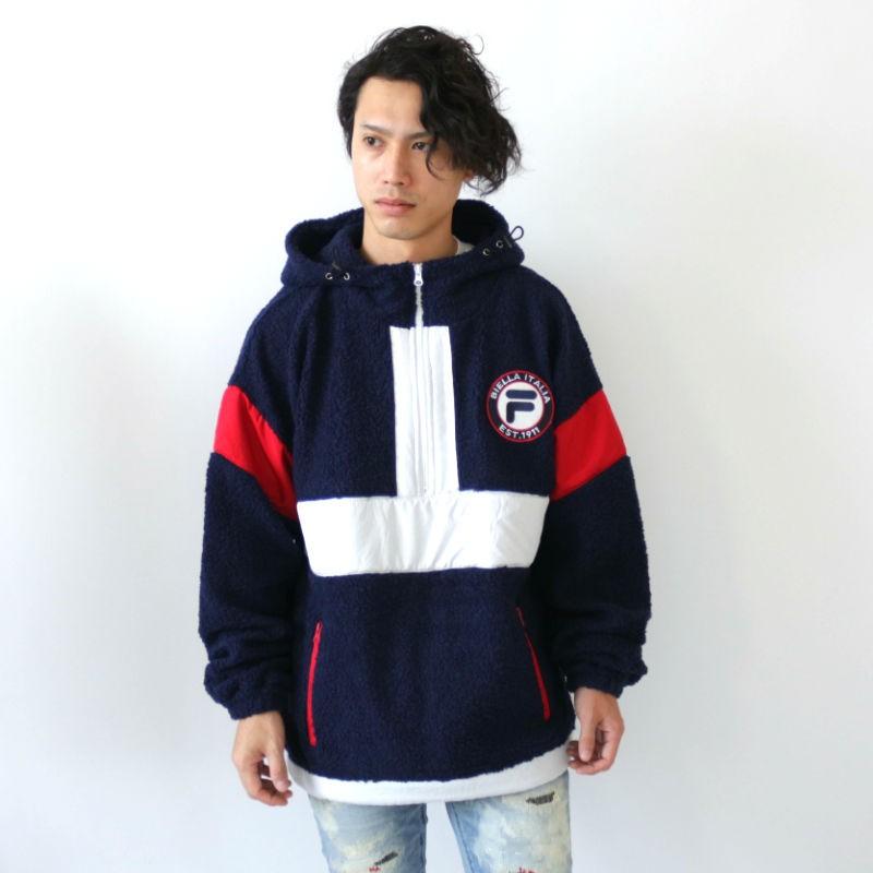 FILA フィラ ボアフードアノラックパーカー フーディー ハーフジップ メンズ レディース ユニセックス ゆったり ルーズ オーバー ロゴ もこもこ 秋冬 | FILA | 06
