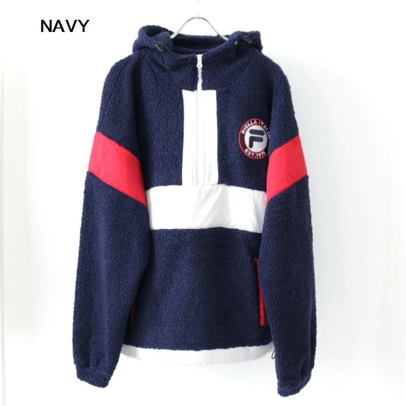 FILA フィラ ボアフードアノラックパーカー フーディー ハーフジップ メンズ レディース ユニセックス ゆったり ルーズ オーバー ロゴ もこもこ 秋冬 | FILA | 08
