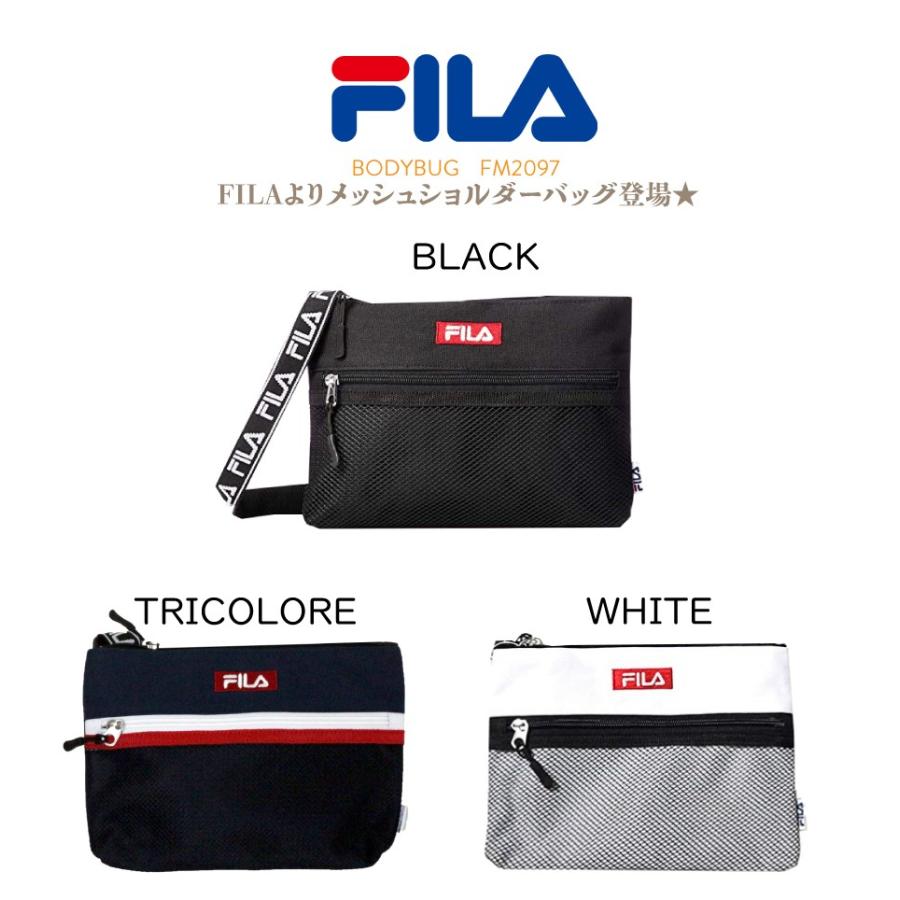 FILA フィラ ロゴテープ サコッシュ ショルダーバッグ ホワイト ブラック トリコロール ボックスロゴ  ストリート メンズ レディース | FILA | 01