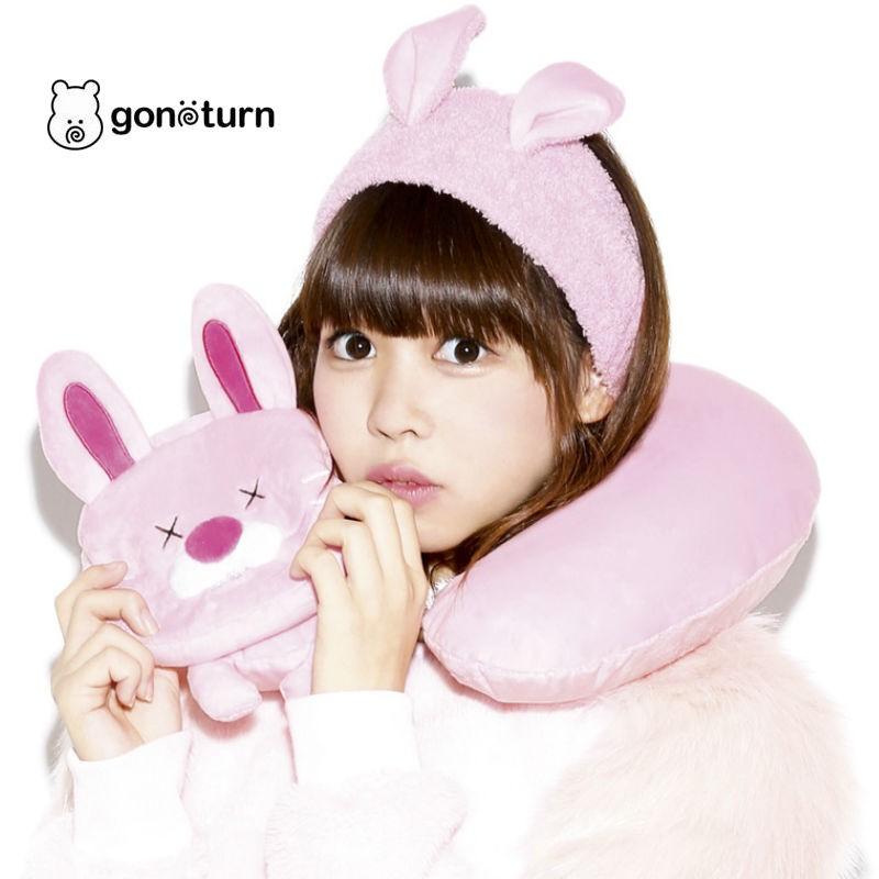 gonoturn ごのたん Animal Neck Pillow Rabbit ネックピロー かわいい まくら 枕 ウサギ ラビット 旅行 出張 電車 バス 移動 睡眠 快眠 ピンク ギフト | 