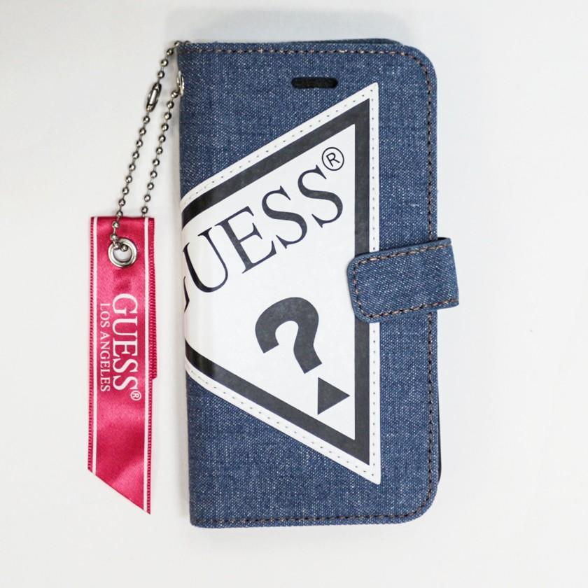ゲス GUESS アイフォン8 手帳型 iphoneケース ブランド iPhone 8 カバー 正規ライセンス品 デニム 電話 スマホ ブルー | GUESS | 01