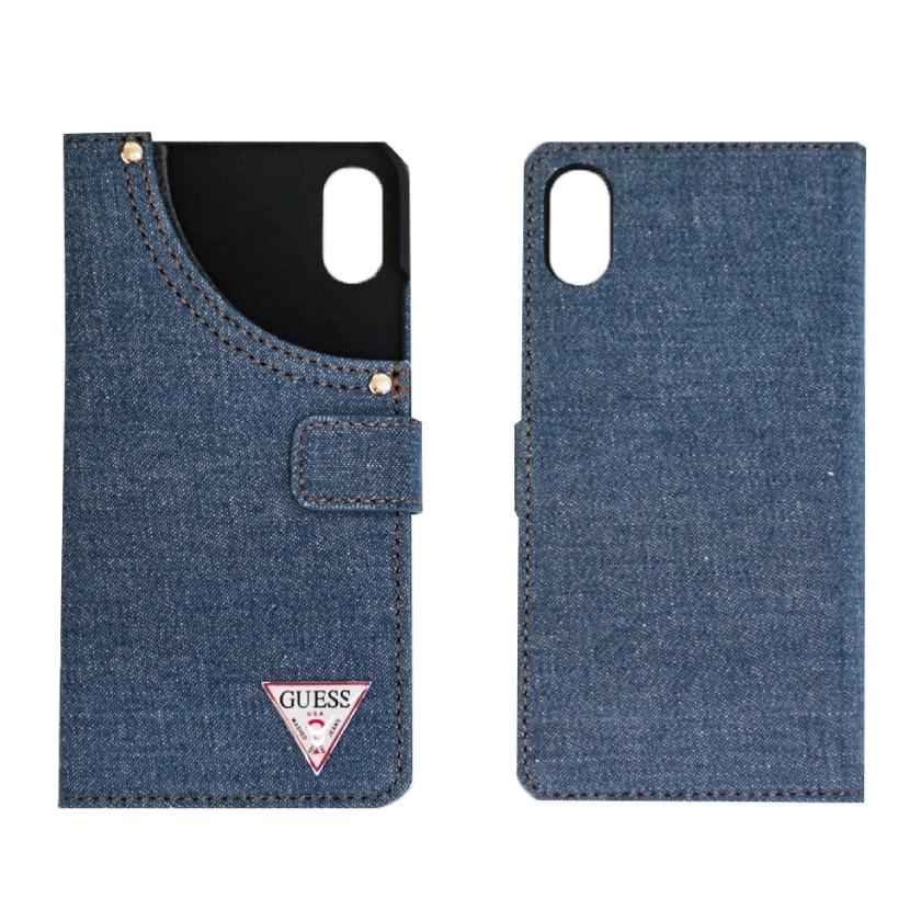 GUESS 正規ライセンス品 iPhoneXケース メンズ レディース カバー アイフォンXケース メタリック アルミ 手帳型 スマホ カバー iPhoneX ゲス | GUESS