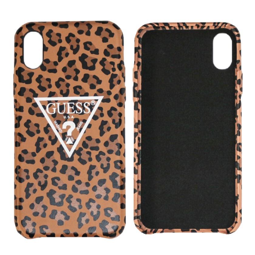 ゲス GUESS iphoneケース アイフォン10 ハードケース iphoneX トライアングルロゴ レオパード ヒョウ柄 豹柄  スマホ　カバー | GUESS