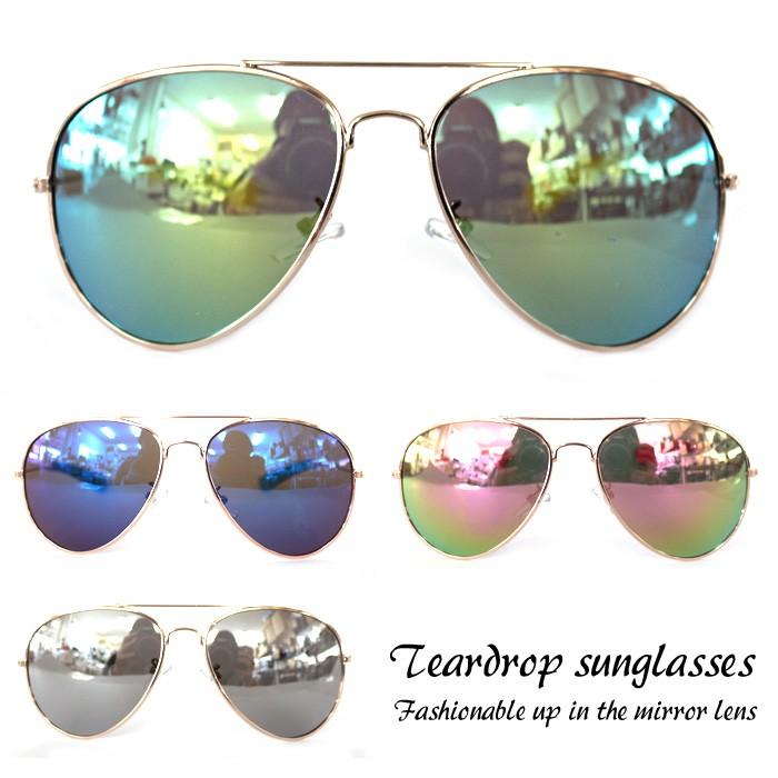 サングラス メガネ 眼鏡 メンズ レディース ティアドロップ ナス オート メタルフレーム ミラーレンズ ティアドロップメタルフレームミラーサングラス | 