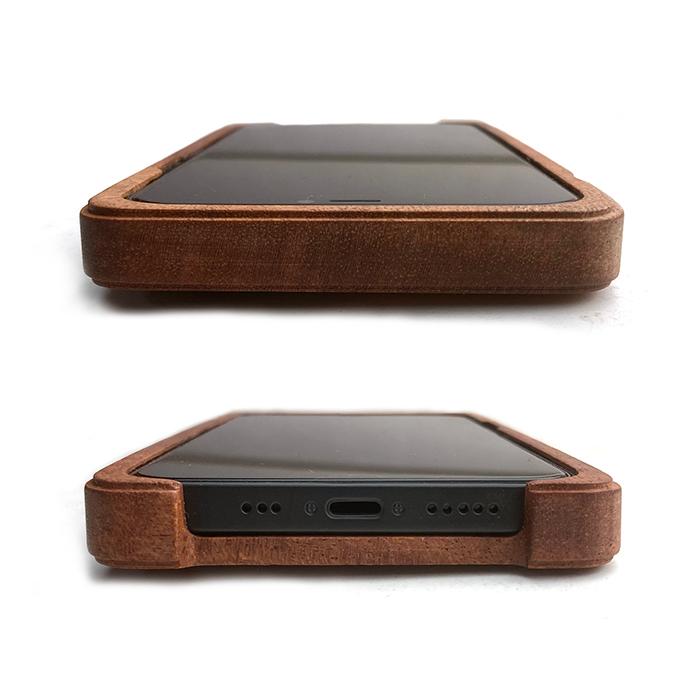iPhone 12 / 12pro 専用木製ケース カバー 革製品 木製品 日本製 ハンドメイド 職人 マホガニー ウッド Apple iPhone12pro アイフォン |  | 05