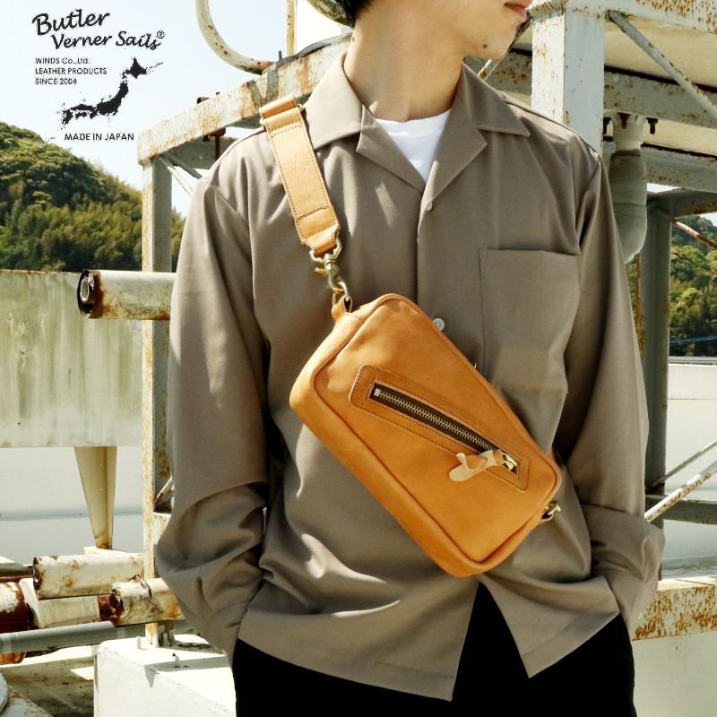 馬革スクエアジップショルダー Butler Verner Sails バトラーバーナー