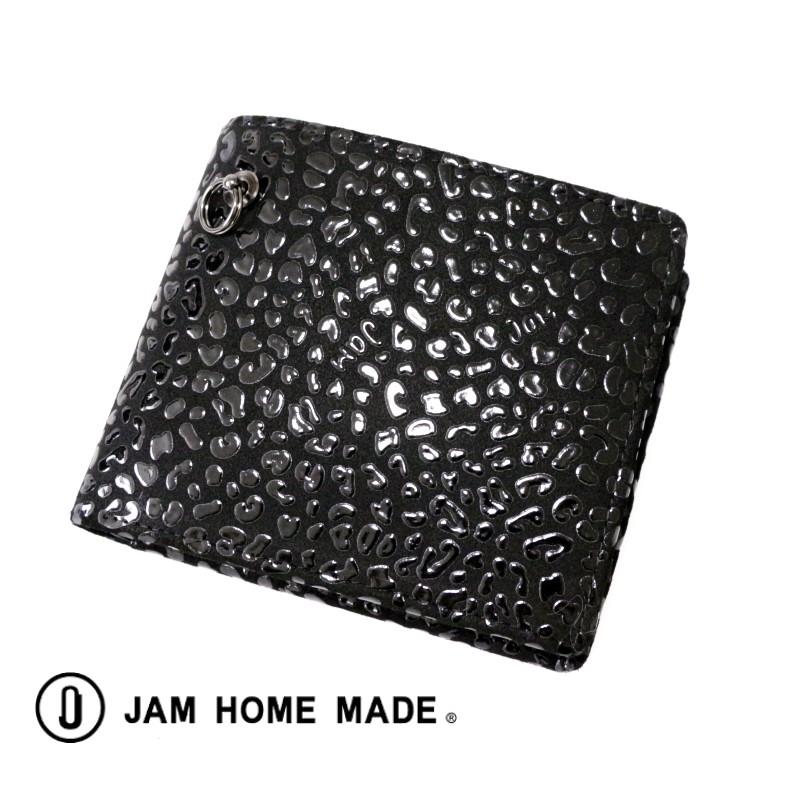 JAM HOME MADE ジャムホームメイド 印傳 印伝屋 二つ折り財布 レオパード柄 ミディアムウォレット 本革 鹿革 ディアスキン 牛革 カウレザー ギフト プレゼント | JAM HOME MADE