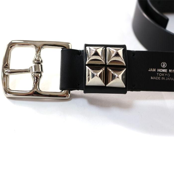 JAM HOME MADE ジャムホームメイド POST プレーンスタッズベルト -DOUBLE- 本革 ベルト レザー ブラック メンズ | JAM HOME MADE | 01
