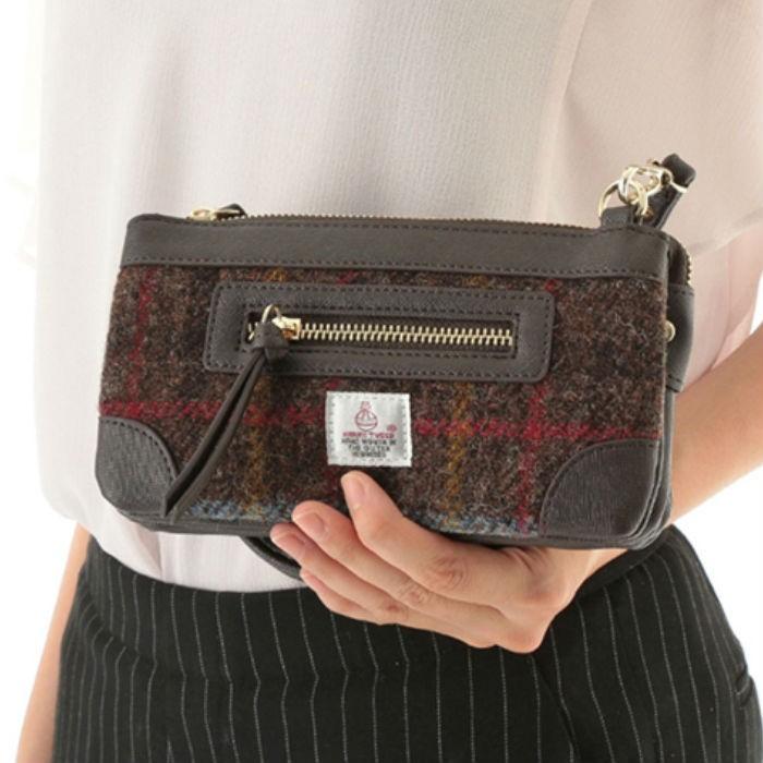 ハリスツイード HARRIS TWEED ウォレットショルダー 財布 ショルダーバッグ ブラック ワイン ブラウン khb1704 |  | 07