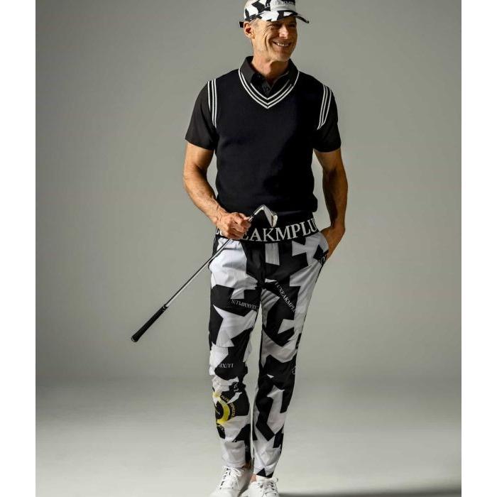 LUXEAKMPLUS 24SS 新品 GOLF 総柄 ロゴ ニット ベスト LUXE AKM PLUS リュクスエイケイエムプラス カーシヴロゴニットベスト