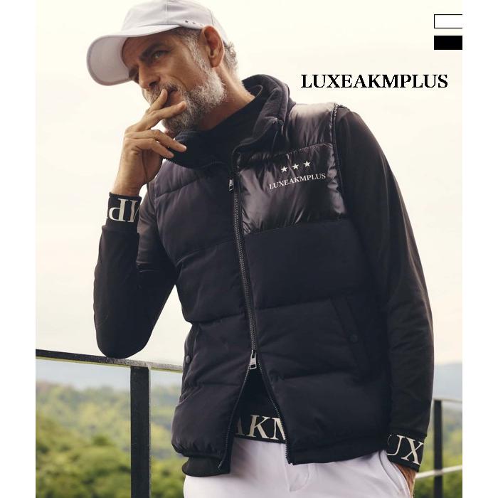 coco 未使用品 リュクスエイケイエムプラス LUXEAKMPLUS メンズ ベスト XL 黒 ブラック ダブルジップ 中綿入り LUXE AKM PLUS LUXEAKMPLUS リュクスエイケイエムプラス バック