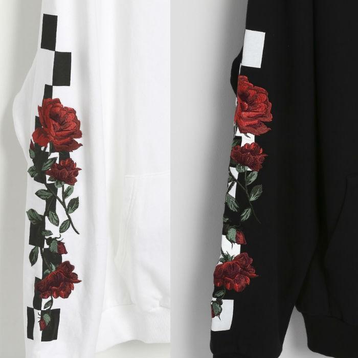 LEGENDA レジェンダ CHEKER×ROSE EMBROIDERY ルーズシルエットプルオーバーパーカー オバーサイズ パーカー |  | 04