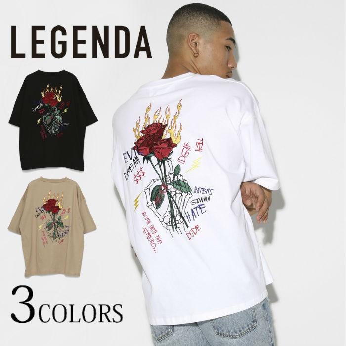 Legenda レジェンダ Graffiti Rose Embroidery ルーズシルエットクルーネックtシャツ 半袖 メンズ レディース ストリート 刺繍 ばら 薔薇 ローズ Lec778 Upper Gate 通販 Yahoo ショッピング