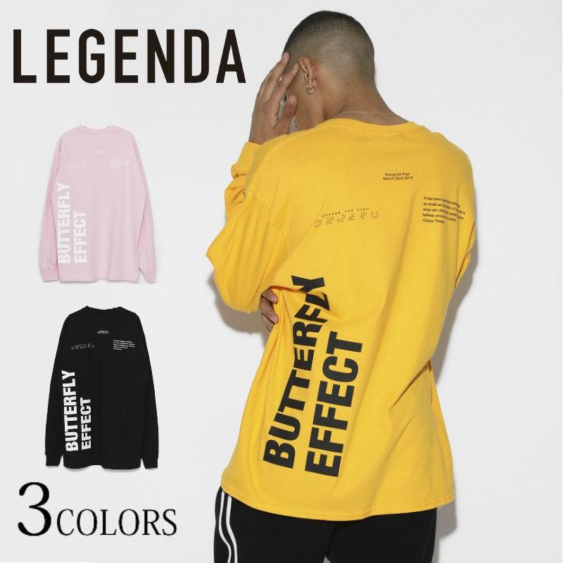 レジェンダ LEGENDA ロンT BUTTERFLY EFFECT ルーズシルエットクルーネックロンT カットソー 長袖 ロンT カジュアル ストリート オーバーサイズ ユニセックス | 