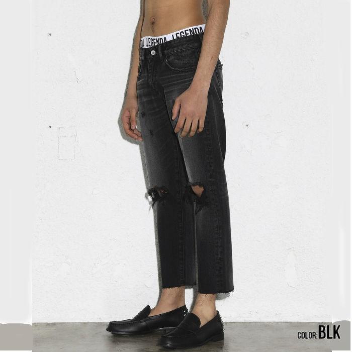 [SALE 50%OFF]LEGENDA レジェンダ Cropped Hem Crash デニムパンツ ジーンズ パンツ メンズ アンクル丈 |  | 03