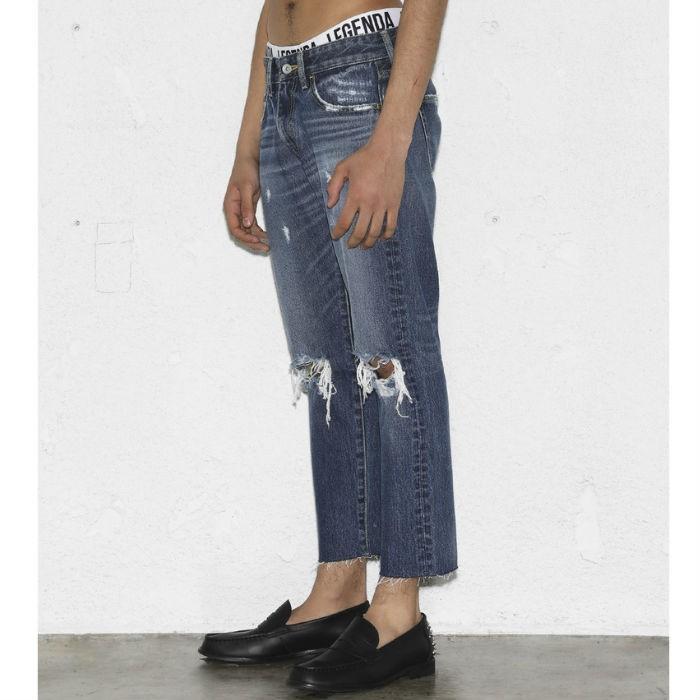 [SALE 50%OFF]LEGENDA レジェンダ Cropped Hem Crash デニムパンツ ジーンズ パンツ メンズ アンクル丈 |  | 06