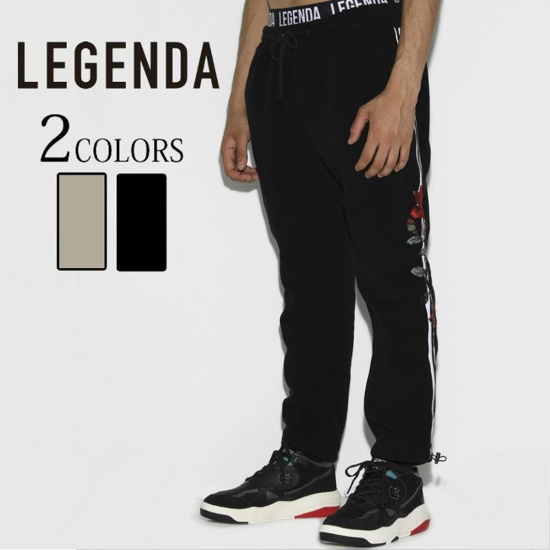 LEGENDA レジェンダ Rose Embroidery Side line Fleese Pants フリース