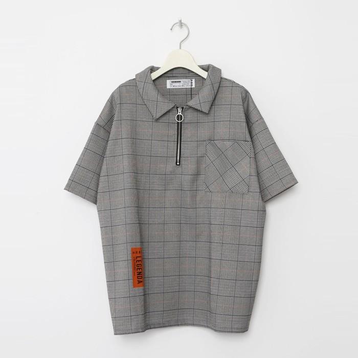 レジェンダ LEGENDA Glencheck Halfzip シャツ 半袖 メンズ レディース ユニセックス カジュアル ストーリート |  | 01