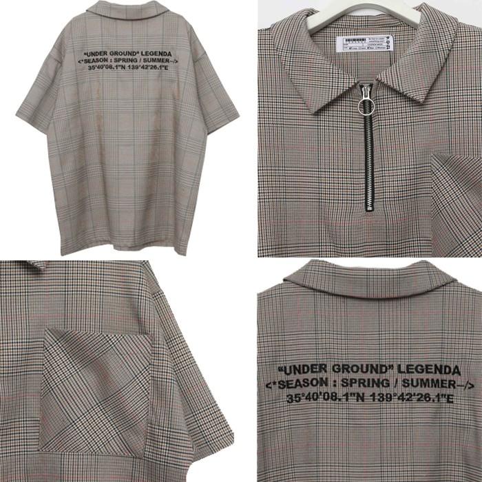 レジェンダ LEGENDA Glencheck Halfzip シャツ 半袖 メンズ レディース ユニセックス カジュアル ストーリート｜upper-gate｜06