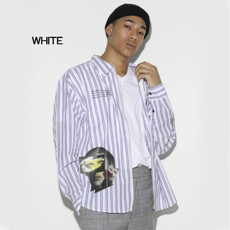 LEGENDA レジェンダ Deja-Vu Stripe shirts 長袖シャツ ストライプ プリントシャツ ジップ ZIP メンズ レディース ユニセックス カジュアル ストリート系 |  | 07