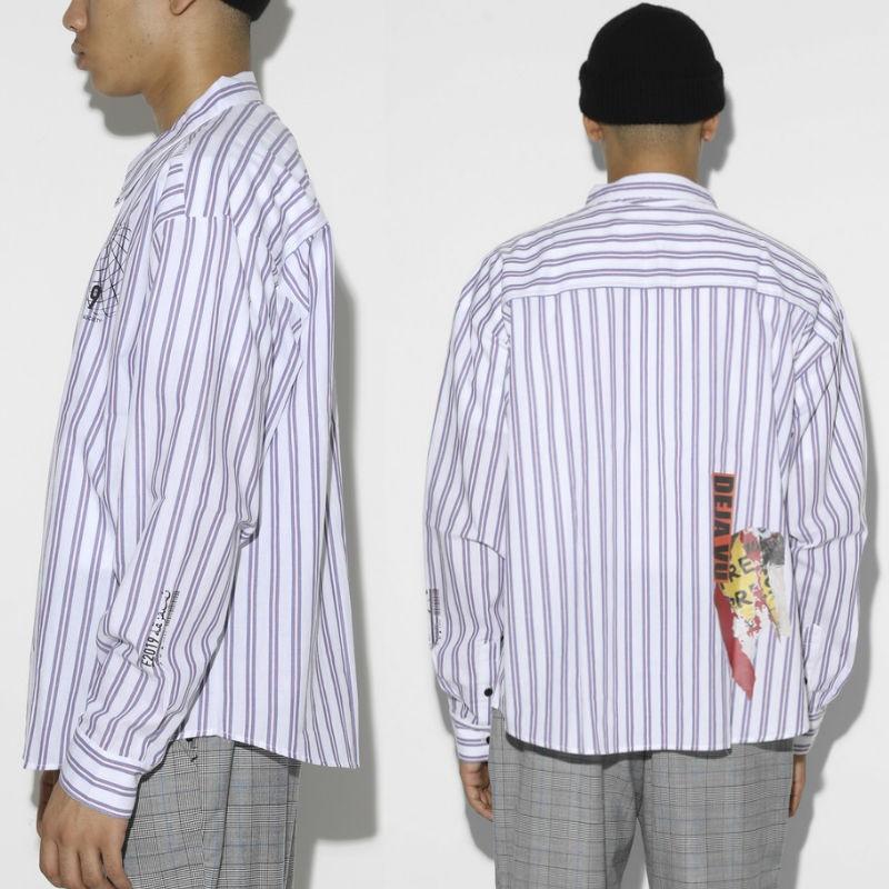 LEGENDA レジェンダ Deja-Vu Stripe shirts 長袖シャツ ストライプ プリントシャツ ジップ ZIP メンズ レディース ユニセックス カジュアル ストリート系 |  | 08