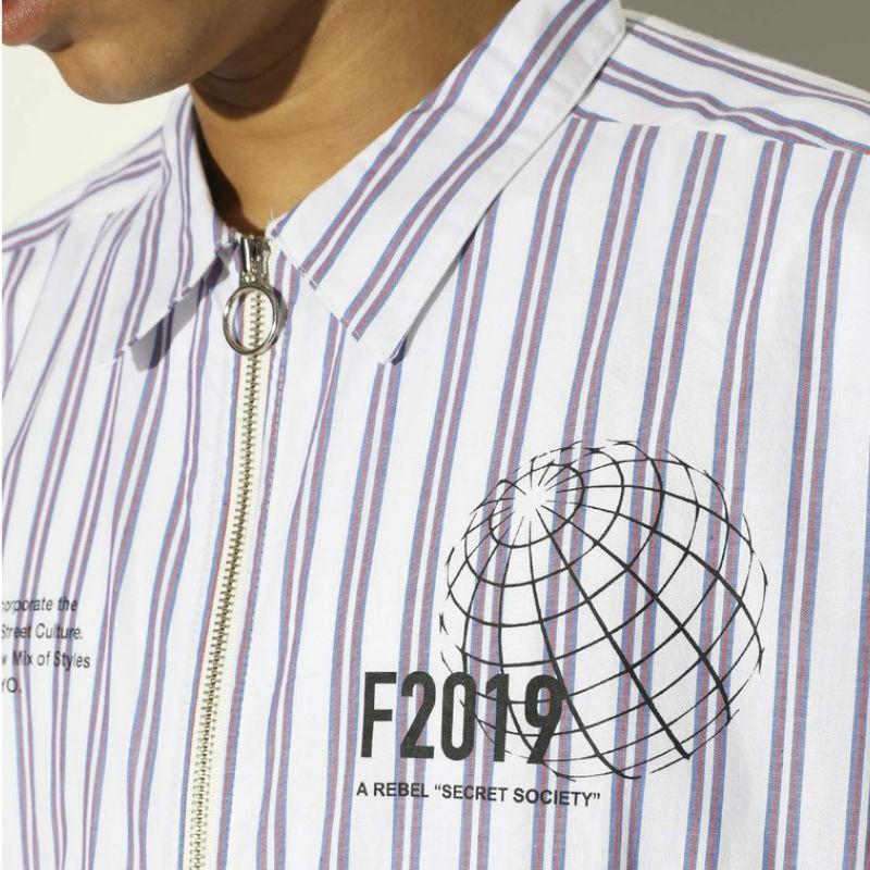 LEGENDA レジェンダ Deja-Vu Stripe shirts 長袖シャツ ストライプ プリントシャツ ジップ ZIP メンズ レディース ユニセックス カジュアル ストリート系 |  | 09