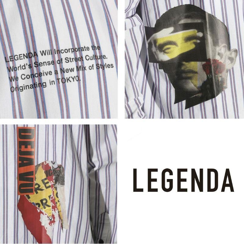 LEGENDA レジェンダ Deja-Vu Stripe shirts 長袖シャツ ストライプ プリントシャツ ジップ ZIP メンズ レディース ユニセックス カジュアル ストリート系 |  | 10