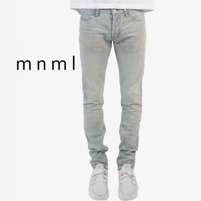 mnml ミニマル Denim Blue 裾ZIP ジップ クラッシュデニムパンツ スリム スキニーパンツ デニム ブランド | 