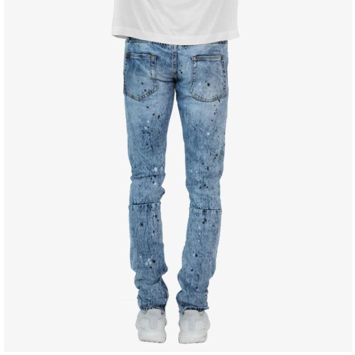 ミニマル 裾ZIP ジップ ダメージジーンズ mnml M69 Denim - Blue スキニーデニム メンズ スキニーパンツ |  | 03