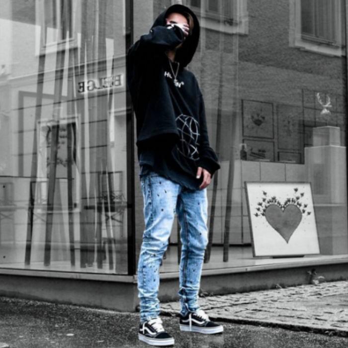 ミニマル 裾ZIP ジップ ダメージジーンズ mnml M69 Denim - Blue スキニーデニム メンズ スキニーパンツ |  | 05