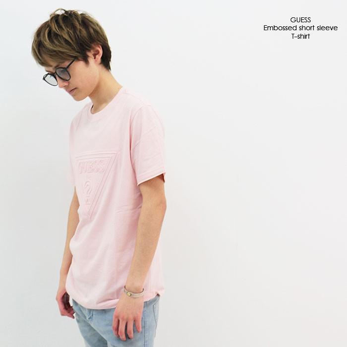 Guess(ゲス) スクラブ ビッグ エンボロゴ半袖Tシャツ GUESS Tシャツ メンズ 半袖