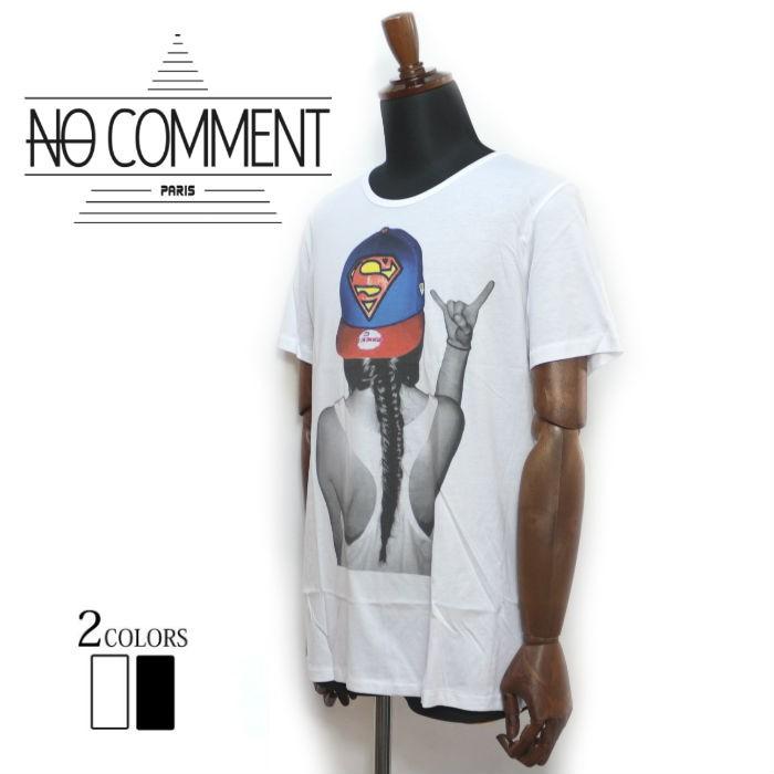 NO COMMENT PARIS ノーコメントパリ 半袖Tシャツ NC-TM.HIP09 Superman Cap メンズ SS T-SHIRT ホワイト ブラック 白 黒 インポート スーパーマン｜upper-gate