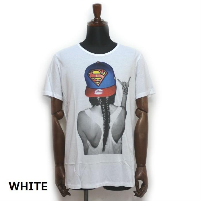 NO COMMENT PARIS ノーコメントパリ 半袖Tシャツ NC-TM.HIP09 Superman Cap メンズ SS T-SHIRT ホワイト ブラック 白 黒 インポート スーパーマン｜upper-gate｜02